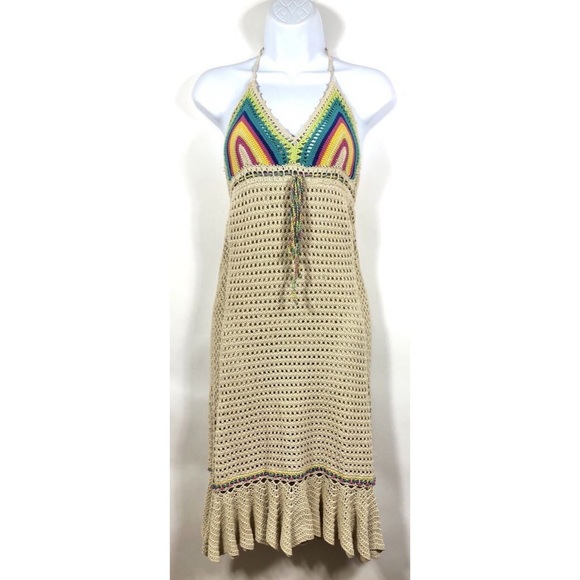 Free People | Dresses | Free People New Wave Crochet Halter Dress Rainbow |  Poshmark